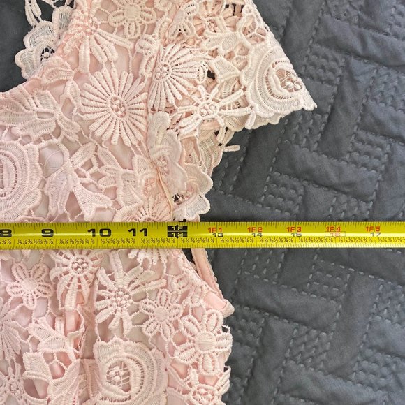 Lulu's Pink Backless Lace Dress Romance Language Size Medium - Picture 5 of 14